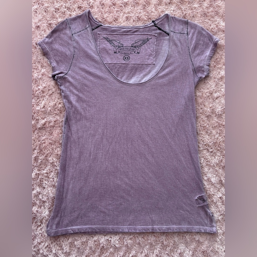Robin’s Jeans Dusty Mauve Pink 100% Cotton Boho Chic T Shirt Size XS USA Made